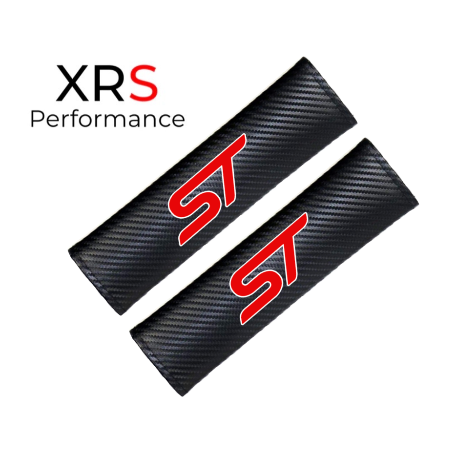 Ford ST Seat Belt Covers Pad Protectors - Carbon x 2