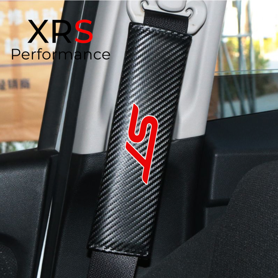 Ford ST Seat Belt Covers Pad Protectors - Carbon x 2