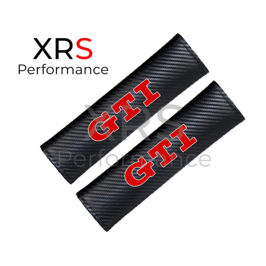 VW GTI Seat Belt Covers Pad Protectors - Carbon x 2