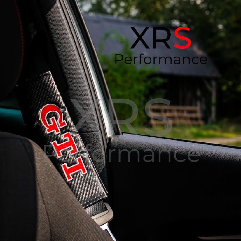 VW GTI Seat Belt Covers Pad Protectors - Carbon x 2