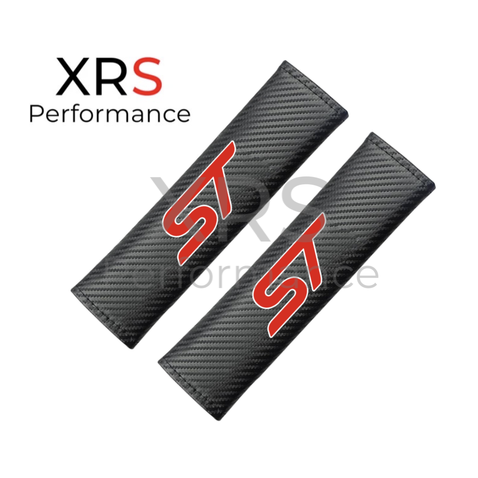 Ford ST Seat Belt Covers Pad Protectors - Carbon x 2