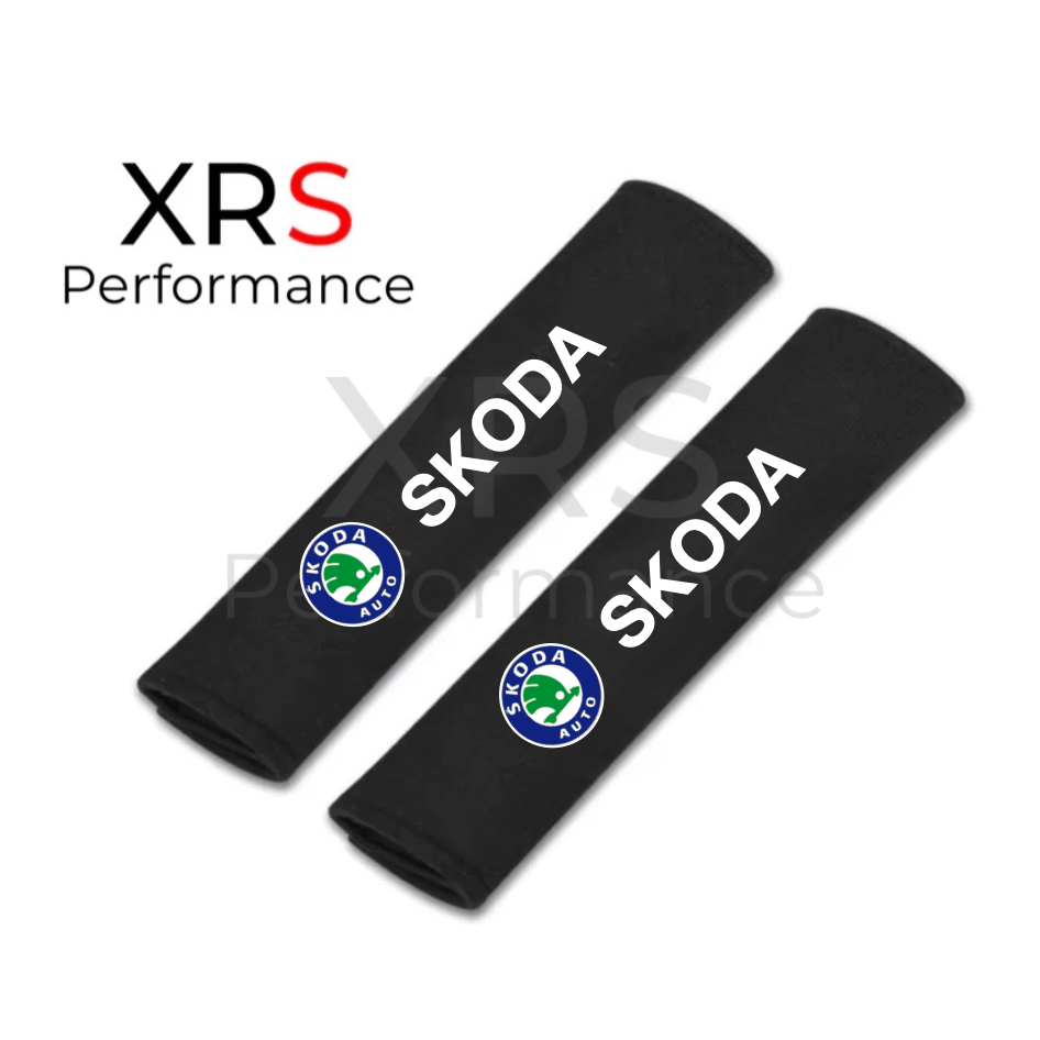 Skoda Seat Belt Covers Pad Protectors x 2