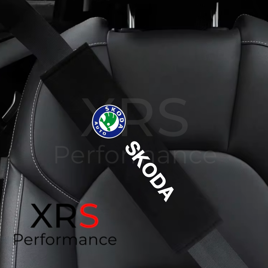 Skoda Seat Belt Covers Pad Protectors x 2
