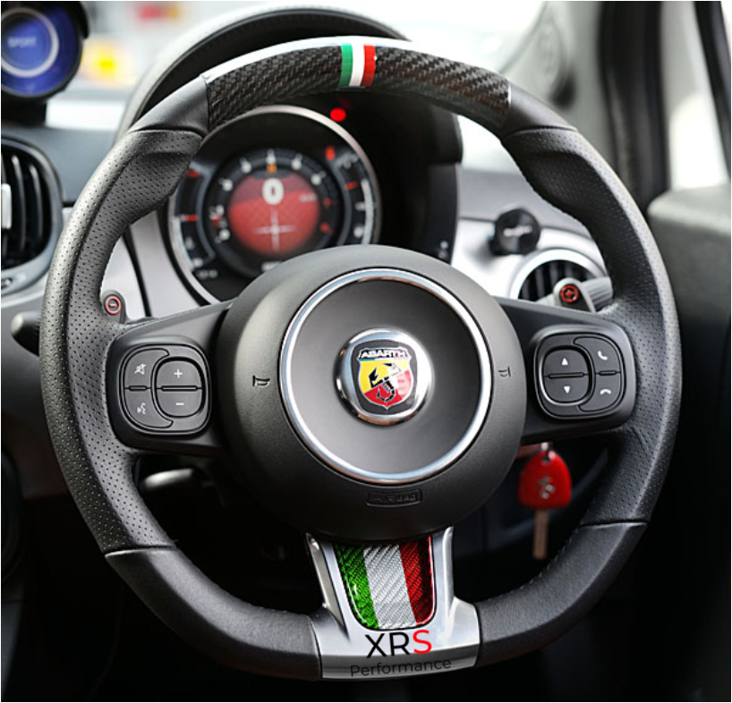 FIAT 500 595 695 ABARTH CARBON FIBRE STEERING WHEEL CHIN INSERT - ITALY FLAG
