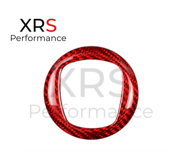 FIAT 500 ABARTH 595 695 STEERING WHEEL BADGE GLOSS CARBON BEZEL - RED