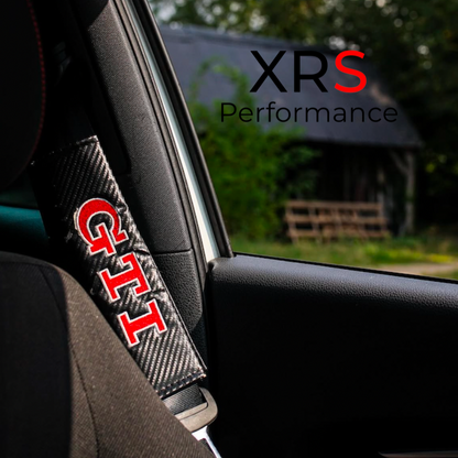 VW GTI Seat Belt Covers Pad Protectors - Carbon x 2