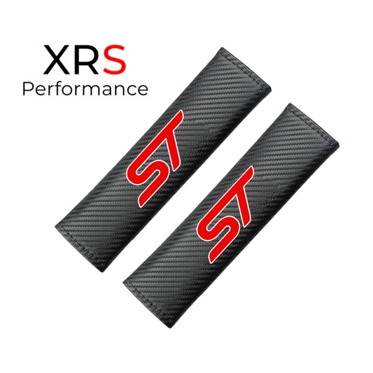 Ford ST Seat Belt Covers Pad Protectors - Carbon x 2