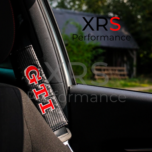 VW GTI Seat Belt Covers Pad Protectors - Carbon x 2