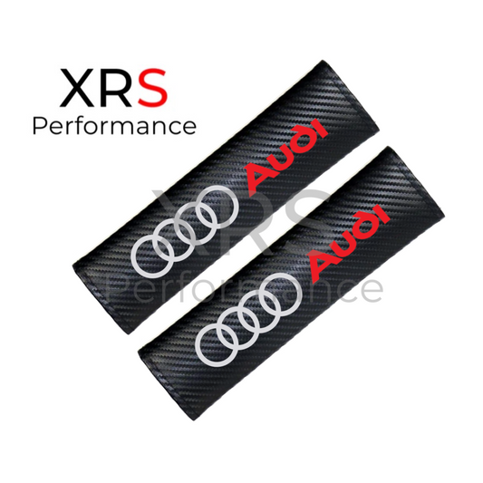 Audi Seat Belt Covers Pad Protectors - Carbon x 2
