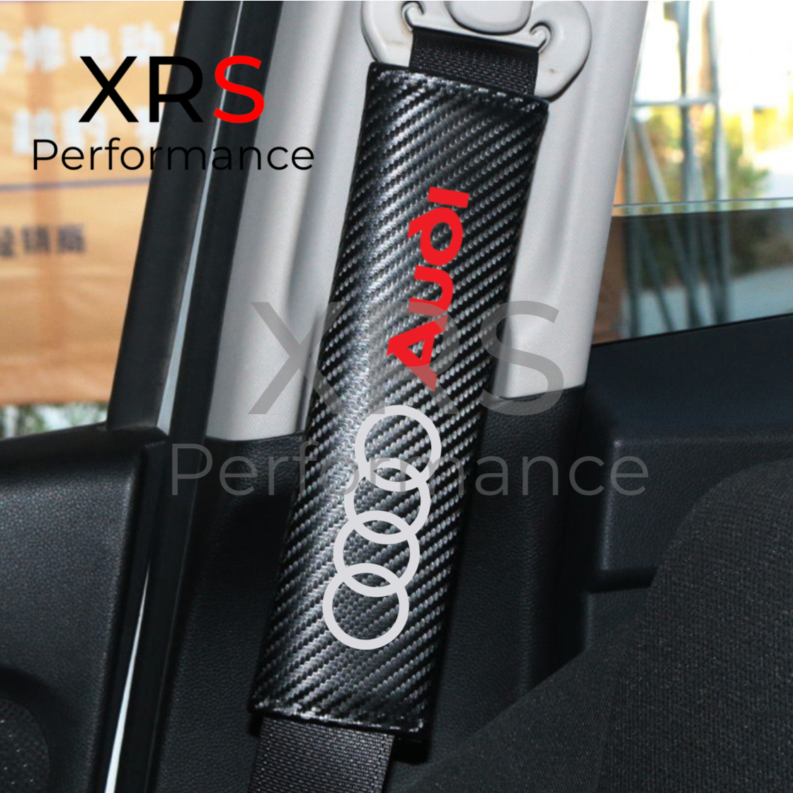Audi Seat Belt Covers Pad Protectors - Carbon x 2